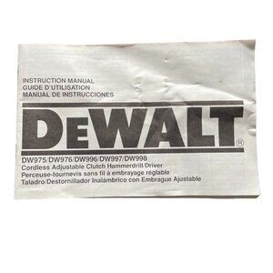 Dewalt Cordless Adjustable Clutch Hammerdrill Manual Instructions u